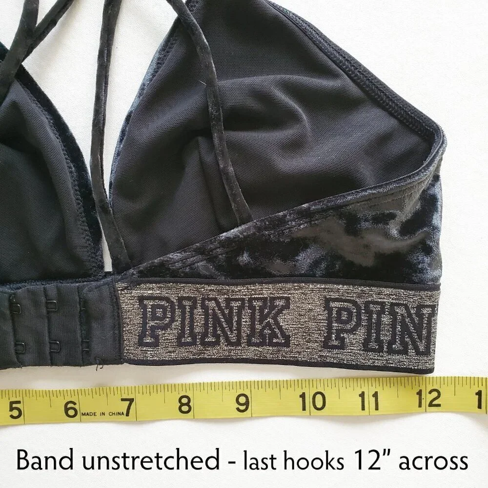 Victoria's Secret Crushed Velvet Triangle Bralette Black / Silver S